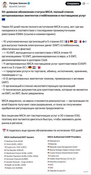 Gemini и Coinbase получат лицензии ЕС в&nbsp;рамках MiCA