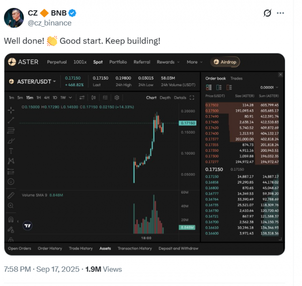 Как CZ и Binance пытаются убить Hyperliquid при помощи Aster
